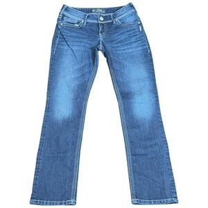 Silver Jeans Womens Size 28x30 Blue Suki Mid Straight Distressed Medium Wash Y2K